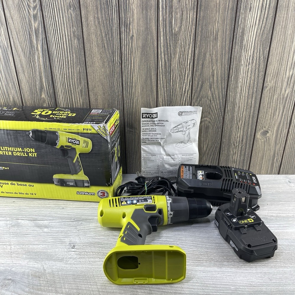 Ryobi ONE+ 18V Lithium-Ion Starter Drill Kit. New Open Box